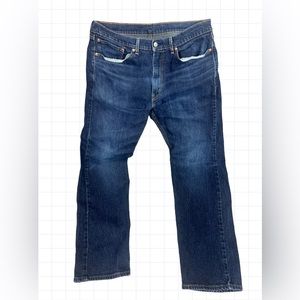 Men's Levi's 505 Regular Straight Leg 100% Cotton Dark Wash Jeans 36 X 30